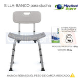 Silla Ducha Altura  Ajustable  Baño Respaldo Aluminio