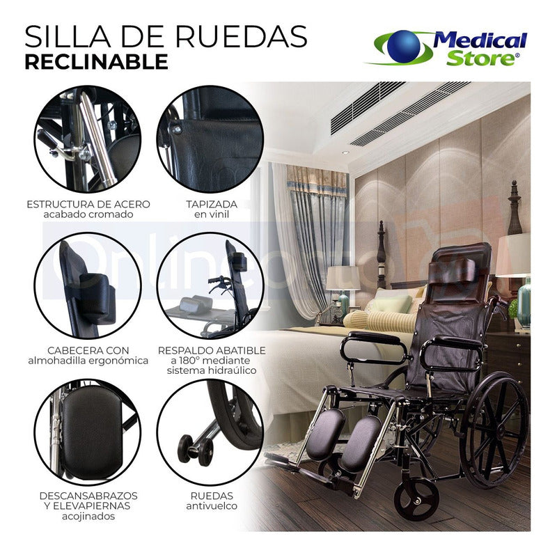 Silla De Ruedas Reclinable Marca Medical Store Envio Gratis