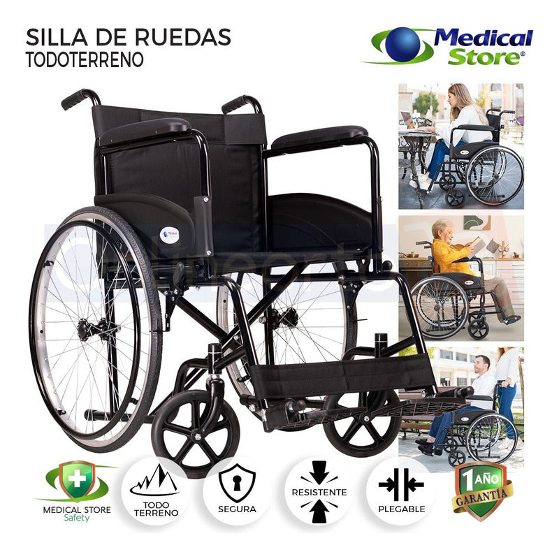 Silla De Ruedas Traslado Ligera Compacta Gris Medical Store