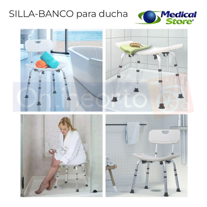 Silla Ducha Baño Respaldo Aluminio Altura Ajustable Drive