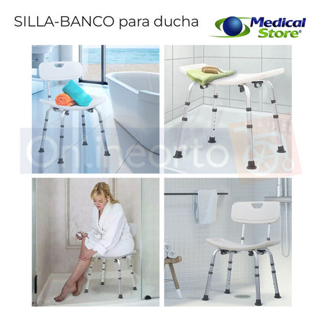 Silla Ducha Baño Respaldo Aluminio Altura Ajustable Drive