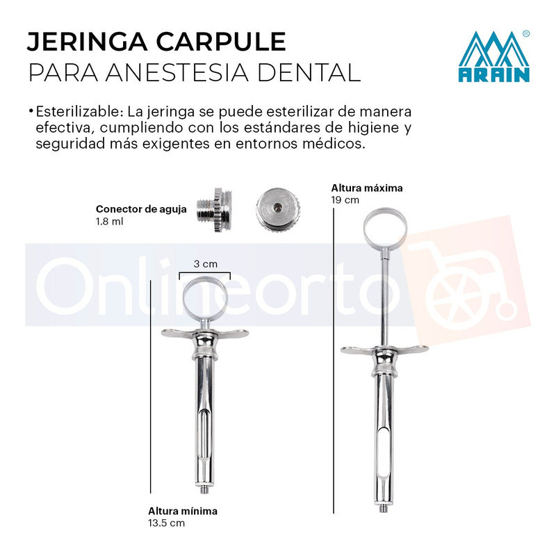 Instrumental Carpule Jeringa Dental Acero Inox Anestesia