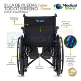 Silla De Ruedas Ligera Todo Terreno Acero Plegable Compacta