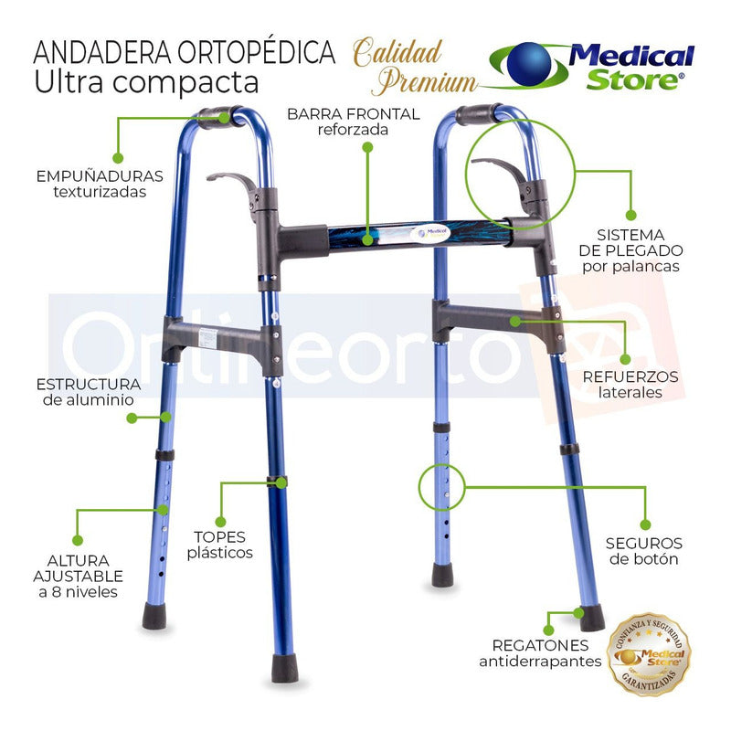 Andadera  Adultos Ortopedica Plagable Ligera Desarmable