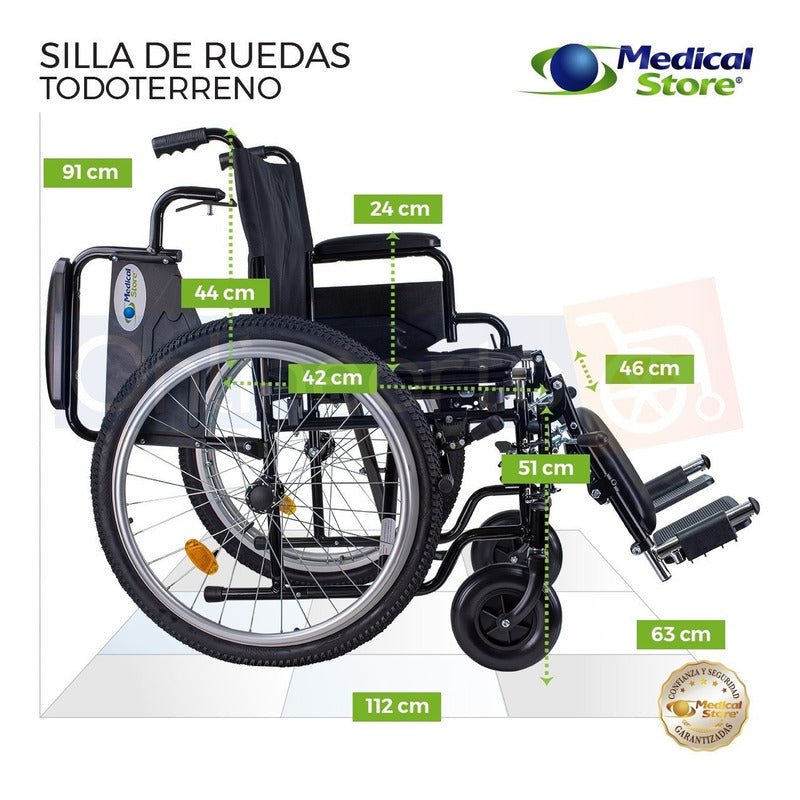 Silla De Ruedas Todo Terreno  Elevapiernas Neumatica Ligera