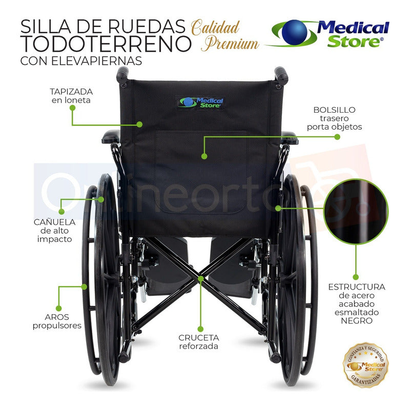 Silla De Ruedas Compacta Todo Terreno Plegable Acero