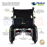 Silla De Ruedas Traslado Ligera Compacta Gris Medical Store