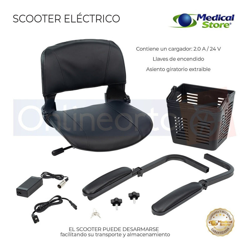 Silla De Ruedas Scooter Eléctrico  4 Ruedas Plegable Luz Led