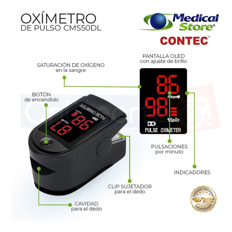 Oximetro De Pulso Adulto Pediatrico Monitor Medico Ms Contec