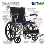 Silla De Ruedas Traslado Ligera Compacta Gris Medical Store