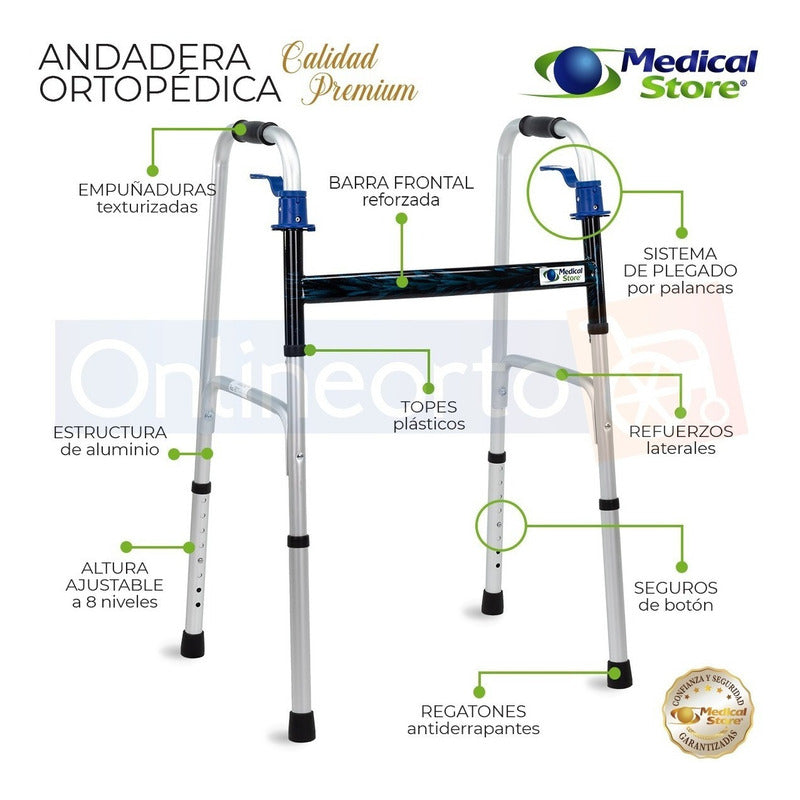 Andadera Para Adulto Abatible  Ortopédica  Aluminio Ligera