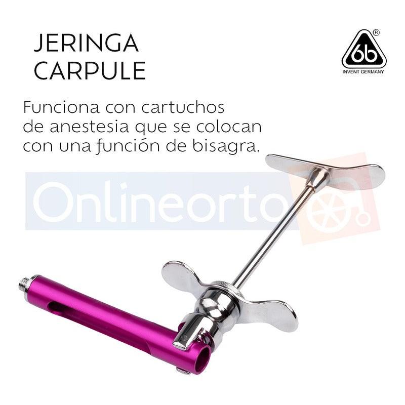 Jeringa Anestesia Carpule Dental Inoxidable Reusable Colors