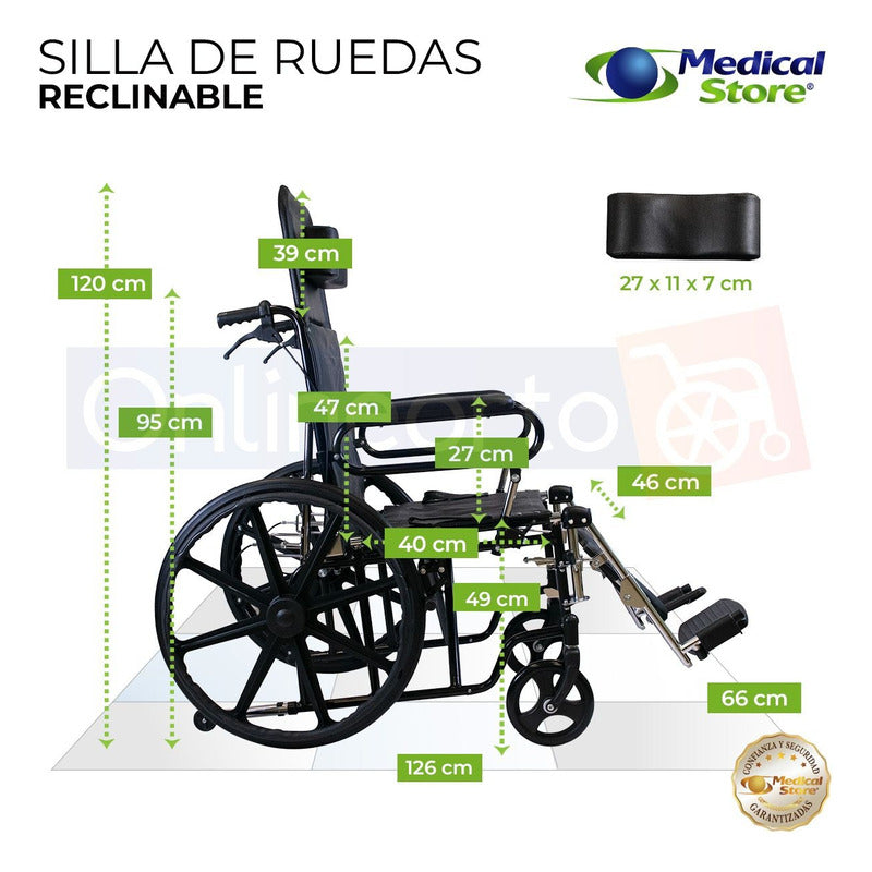 Silla De Ruedas Reclinable Marca Medical Store Envio Gratis