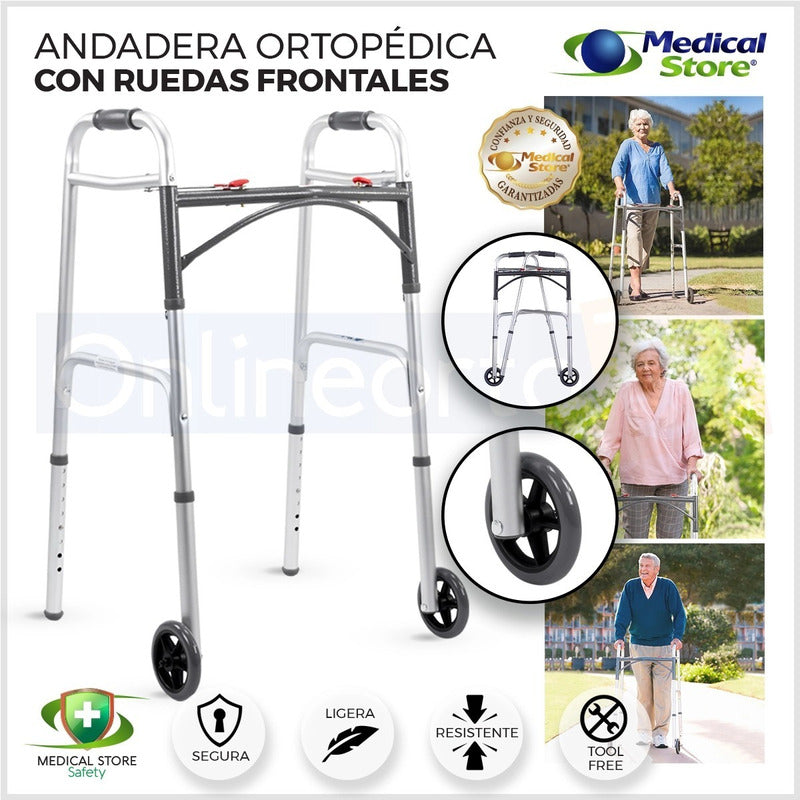 Andadera Ortopédica Aluminio Con Ruedas Plegable Marca Drive