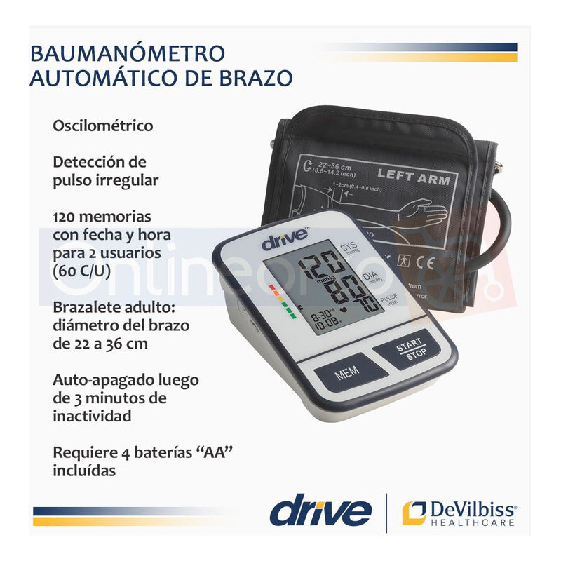 Baumanometro Automatico Digital Para Brazo Drive Medical