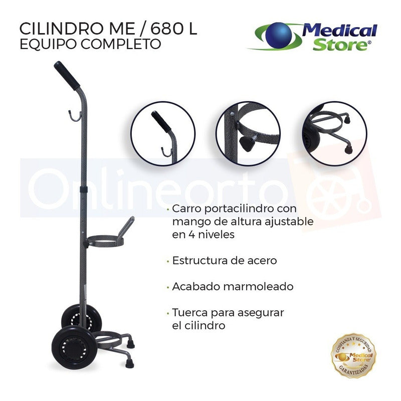 Tanque De Oxigeno 682lts Portatil Carrito Kit Completo Drive