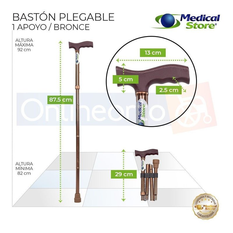 Baston Plegable Con Altura Ajustable Marca Medical Store