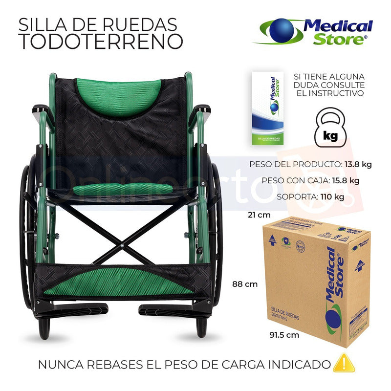 Silla De Ruedas Traslado Acero Plegable Ligera