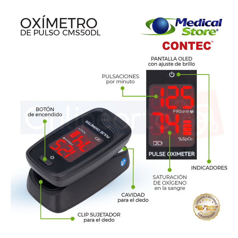 Oxímetro De Pulso Para Dedo Contec Cms50dl Negro