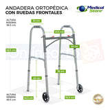 Andadera Ortopédica Plegable Acero Con Ruedas