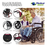 Silla De Ruedas Traslado Acero Plegable Ligera