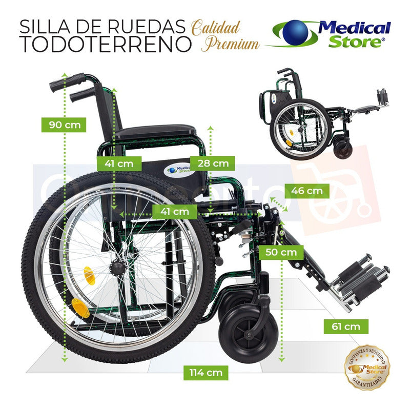 Silla De Ruedas Todo Terreno  Elevapiernas Neumatica Ligera