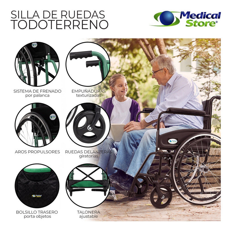 Silla De Ruedas Traslado Acero Plegable Ligera