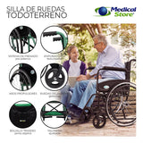 Silla De Ruedas Traslado Acero Plegable Ligera