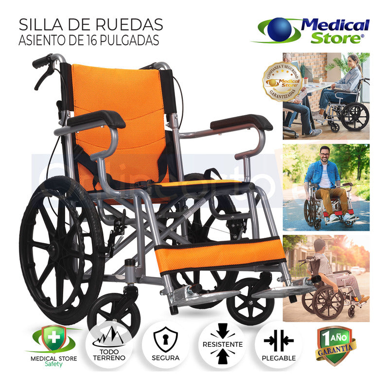Silla De Ruedas Traslado Ligera Compacta Gris Medical Store