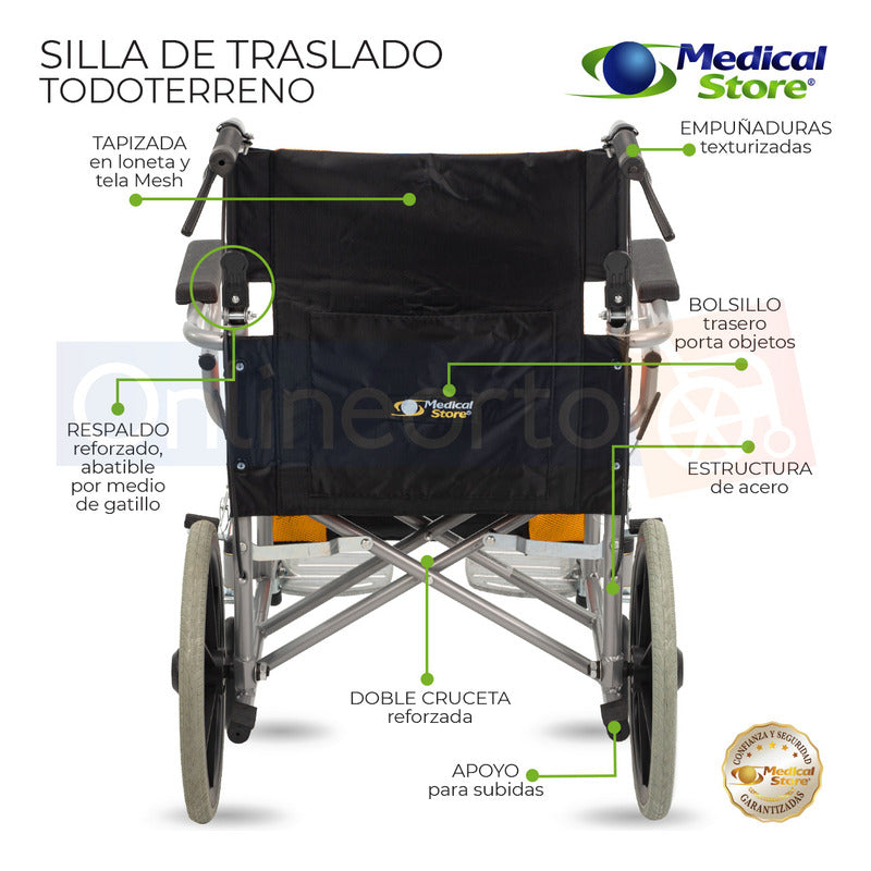Silla De Ruedas De Lujo Plegable Compacta Todo Terreno Ms
