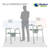 Silla Comodo Aumento Ducha Para Baño Plegable 3 En 1 Drive