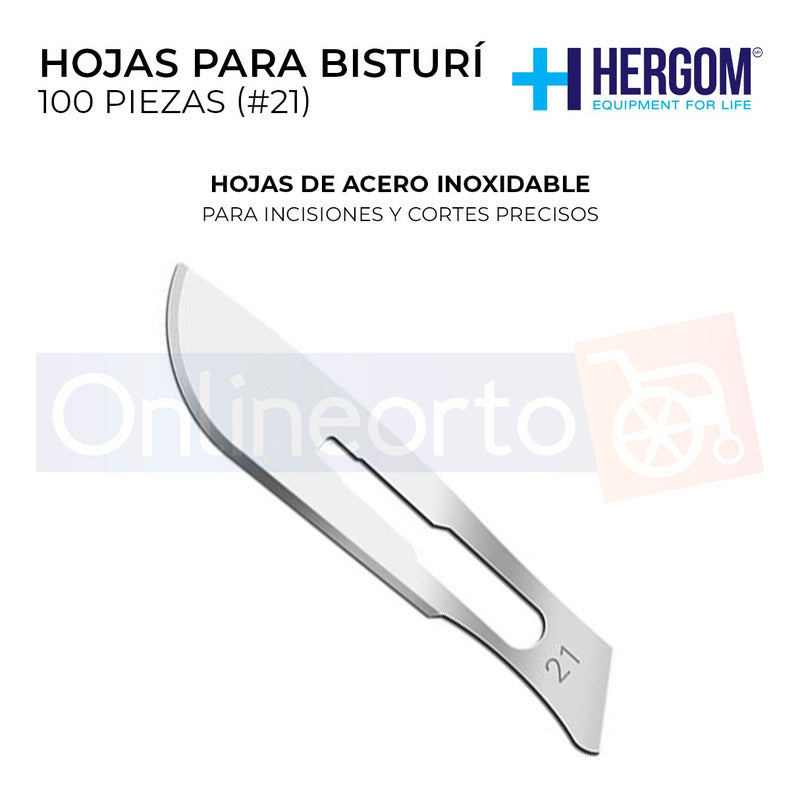 Hojas  Repuesto Para Bisturí  #21 Acero Inoxidable 100 Pz