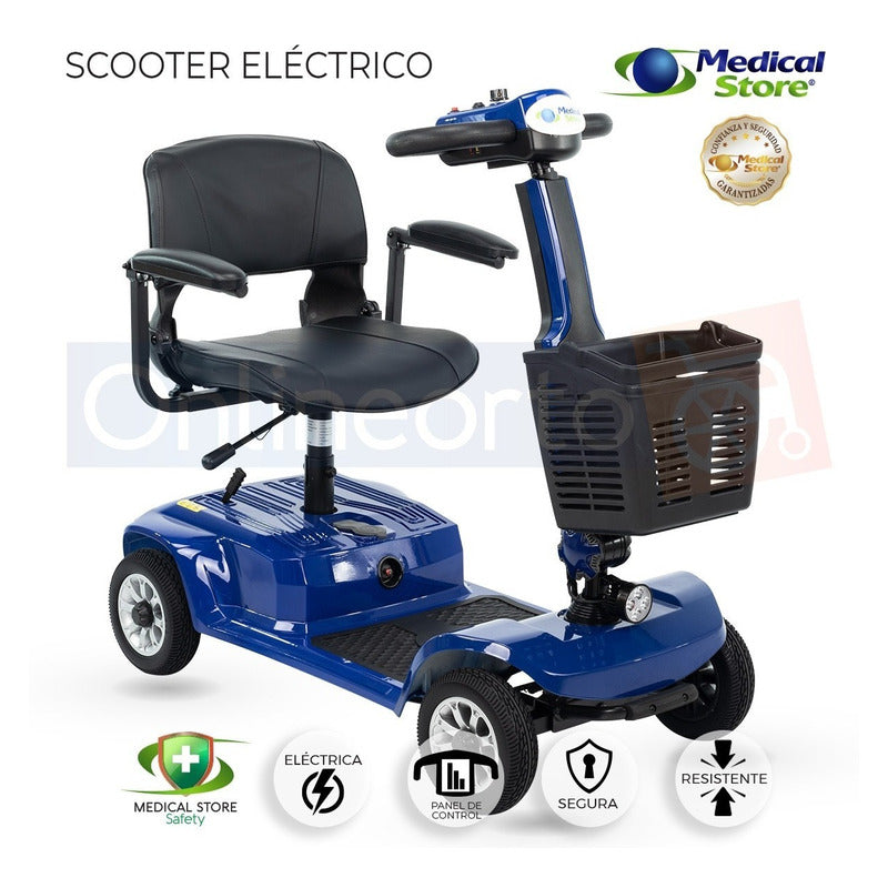 Silla De Ruedas Scooter Eléctrico  4 Ruedas Plegable Luz Led