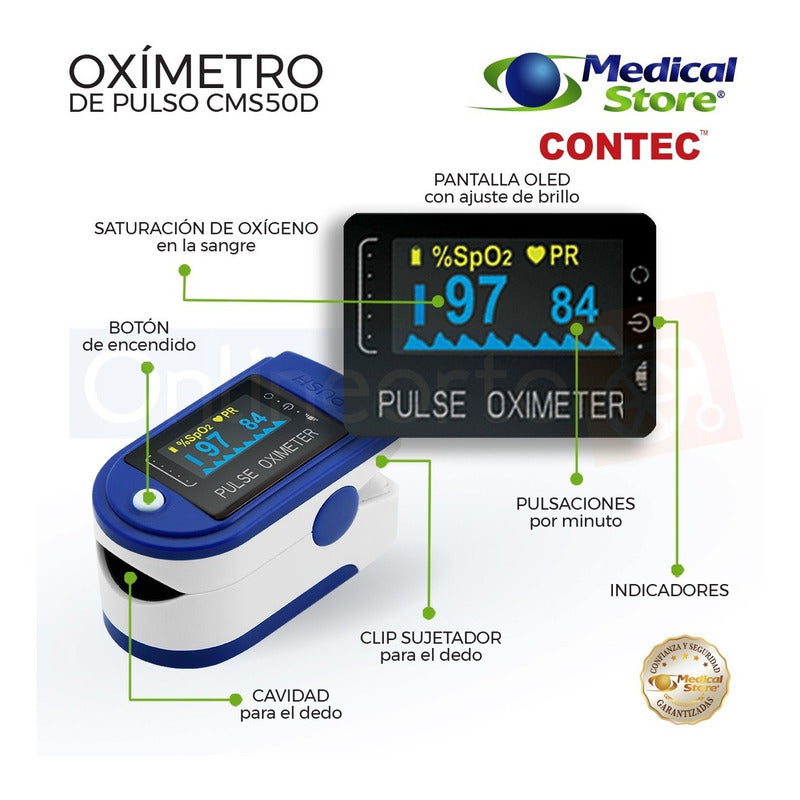 Oximetro De Pulso Adulto Pediatrico Medico Para Dedo