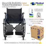 Silla De Ruedas Ligera Todo Terreno Acero Plegable Compacta