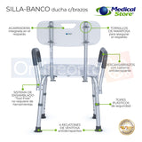 Silla Ducha Baño Ajustable Brazos Respaldo Drive Envio Grat.