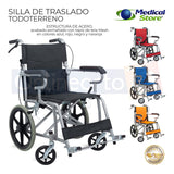 Silla De Ruedas Ligera  Plegable Traslado Compacta Con Freno