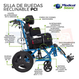 Silla De Ruedas Para Parálisis Cerebral Infantil Reclinable 180° Soporte Acolchado Plegable Segura Ergonómica Ajuste Piernas/torso Antivuelco