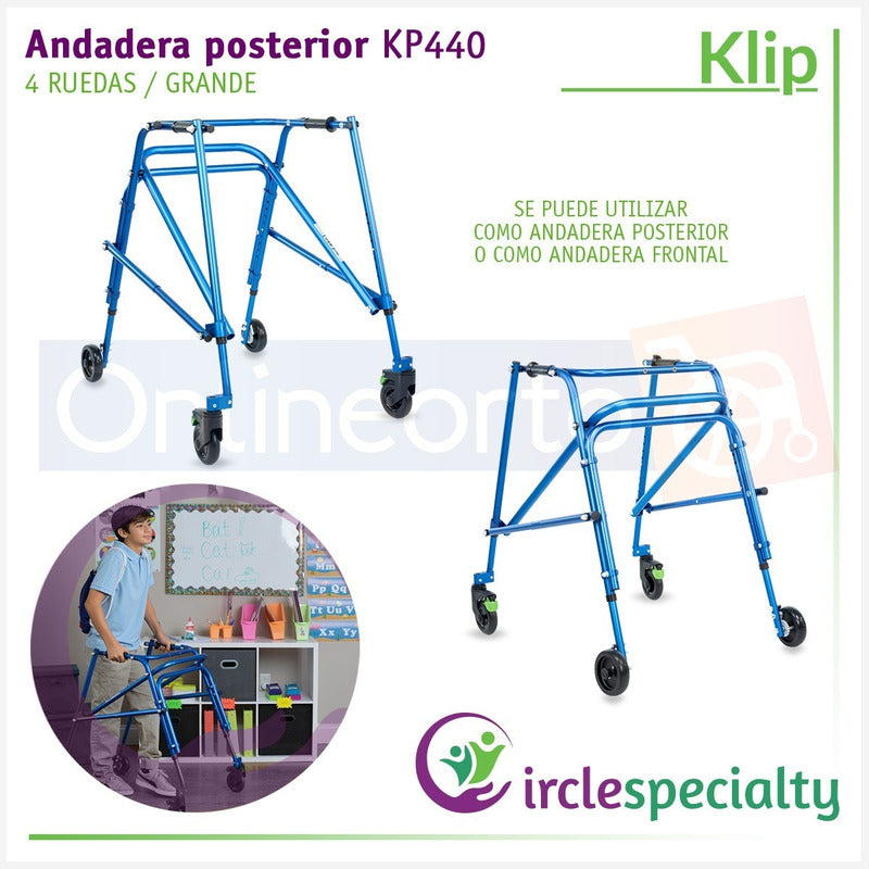 Andadera Posterior Klip Especializada Grande 4 Ruedas