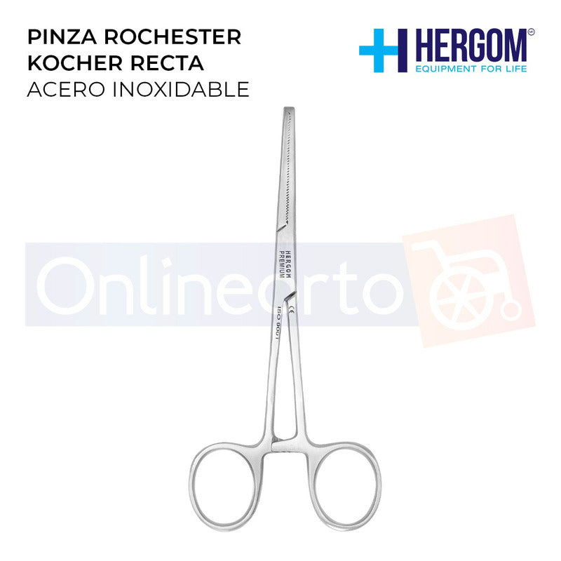 Pinza Rochester Kocher Recta De 14 Cm Acero