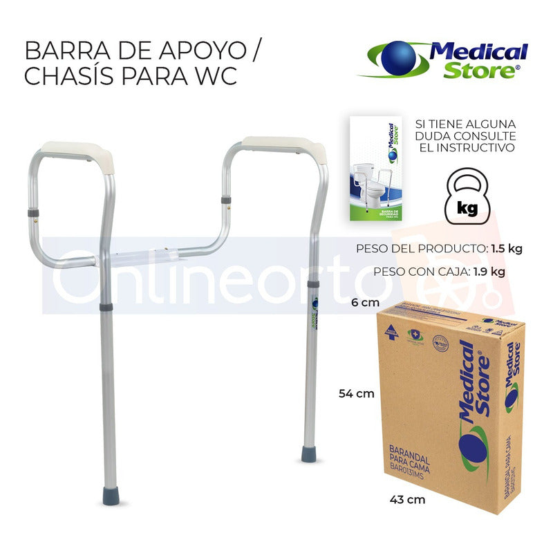 Barandales Chasis Barra Para Baño Wc Aluminio Medical Store