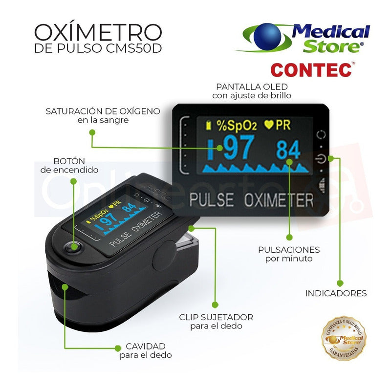 Oximetro De Pulso Adulto Pediatrico Medico De Lujo Digital