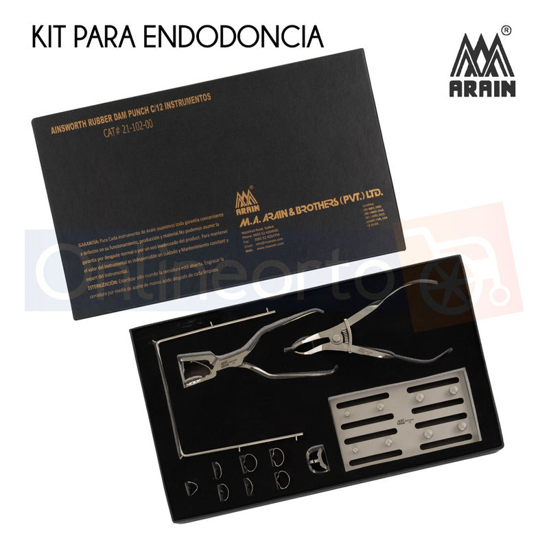 Kit Instrumental Endodoncia Con Perforadora Dique Dental