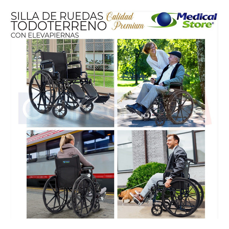 Silla De Ruedas Ligera Todo Terreno Acero Plegable Compacta