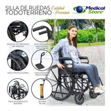 Silla De Ruedas Plegable Traslado Acero Ligera Todo Terreno