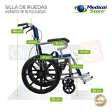Silla De Ruedas Traslado Ligera Compacta Gris Medical Store