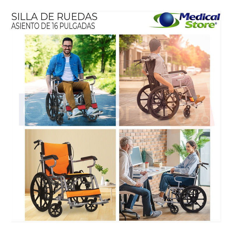 Silla De Ruedas Traslado Ligera Compacta Gris Medical Store