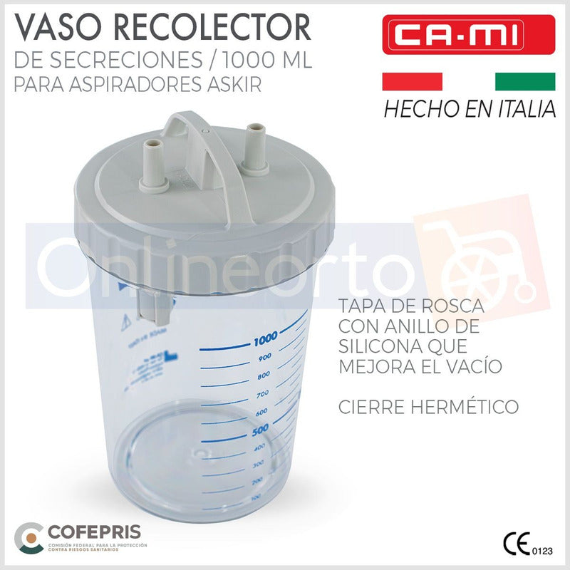 Vaso Recolector De Secreciones Para Aspirador Cami