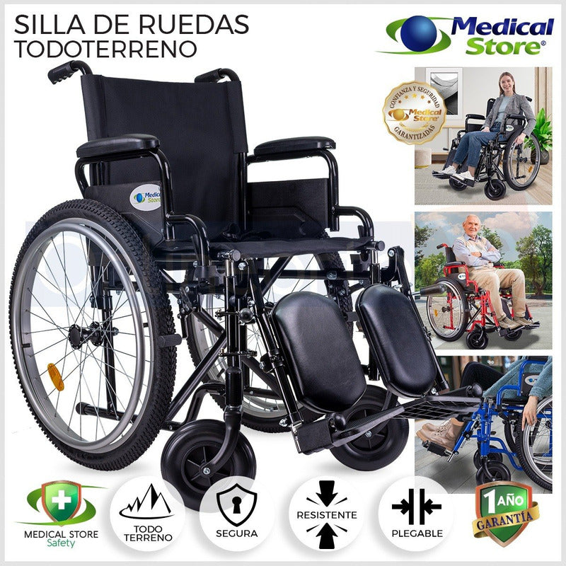 Silla De Ruedas Todo Terreno  Elevapiernas Neumatica Ligera