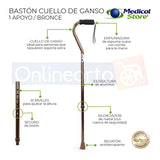 Bastón Cuello Ganso Ajustable De 1 Apoyo